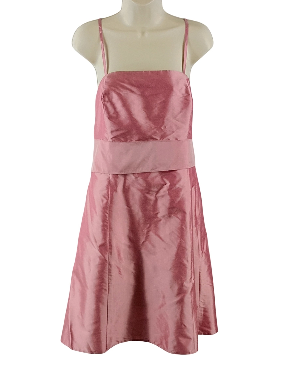 Ann Taylor Rose Pink Satin Midi Dress with Removable Spaghetti Straps